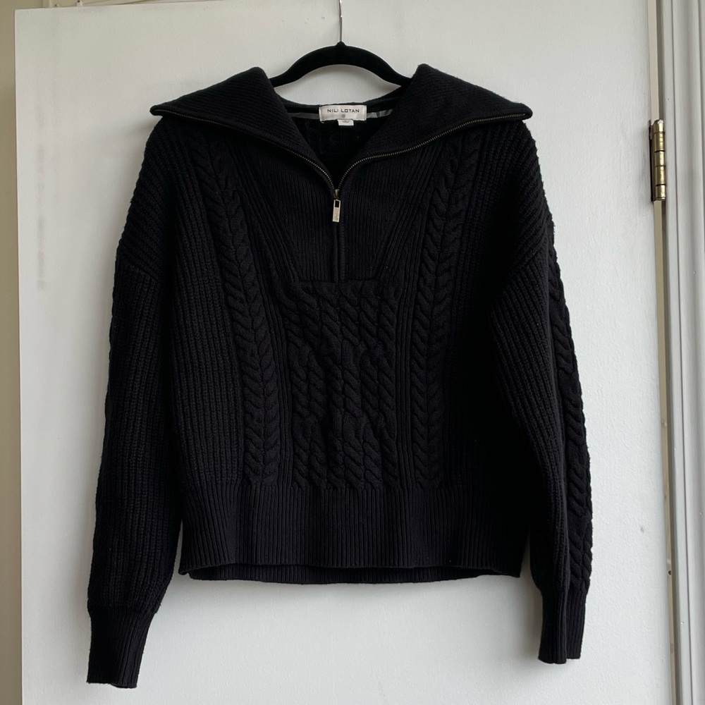Great black cable knit quarter zip!